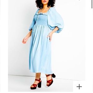 ELOQUII smocked bodice chambray dress size plus 22